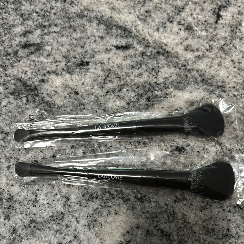 2-pc Lancome Dual-Ended Cheek&Contour Blush + Eyeshadow Brush Full Size Sealed